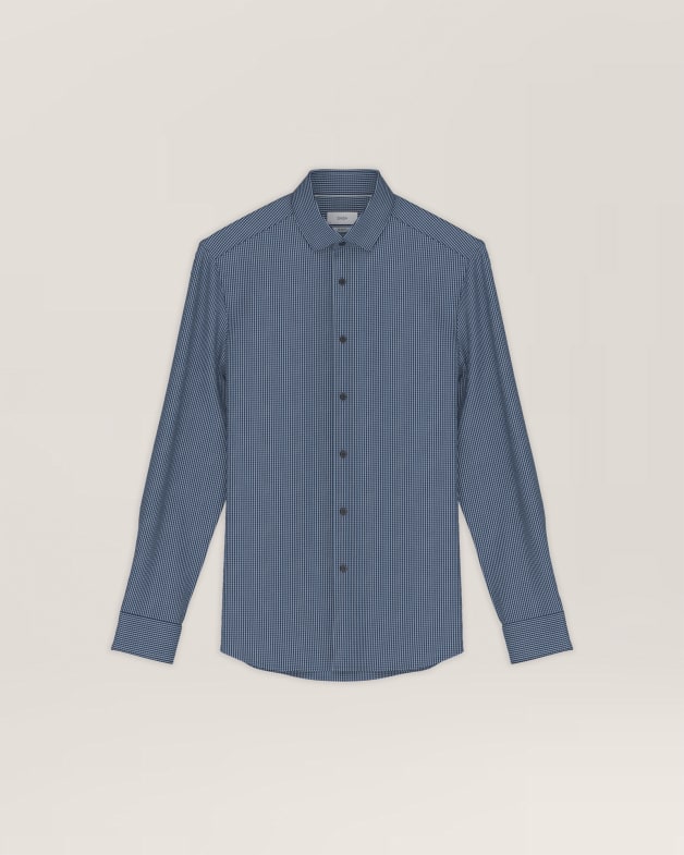 Turrell Long Sleeve Slim Check Shirt in NAVY/BLUE