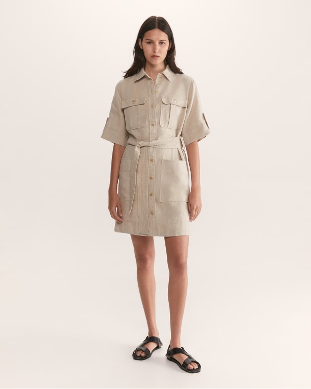 Linen belted outlet shirt dress
