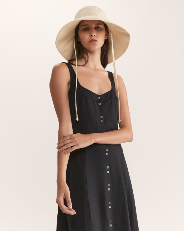 Black dress with sale buttons down front