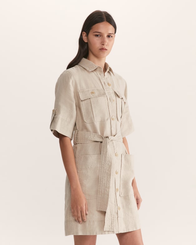 Linen belted shirt dress new arrivals