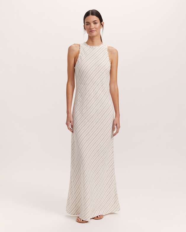 Lila Linen Stripe Midi Dress SABA