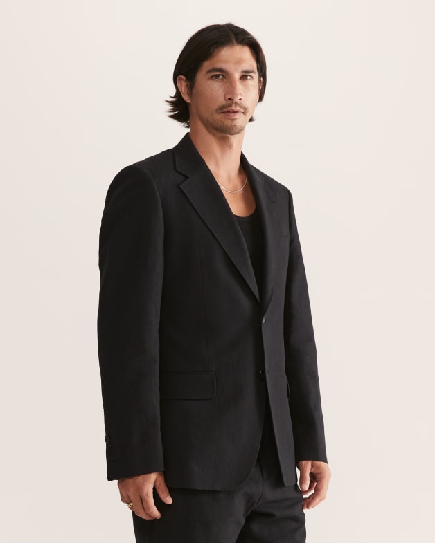 Black linen suit on sale