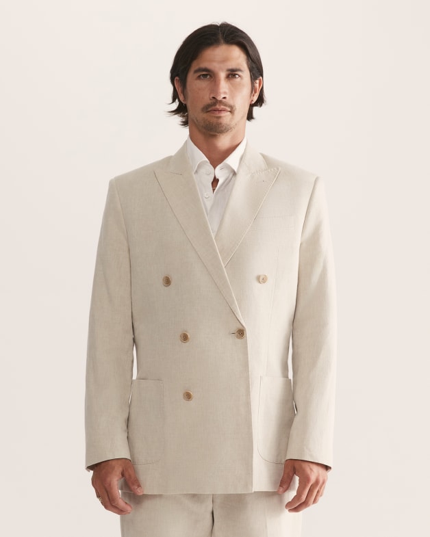 Double breasted cheap linen jacket