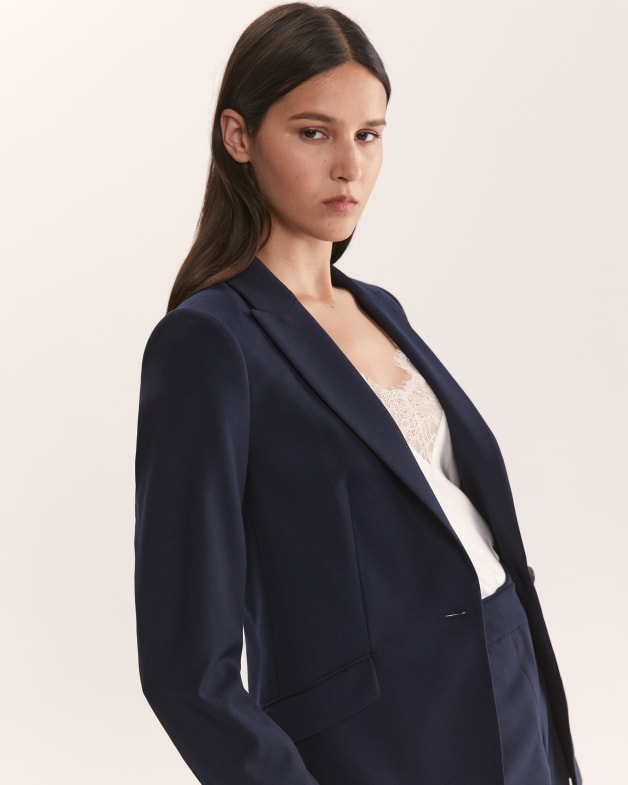 Celeste Wool Suit Blazer in French Navy SABA
