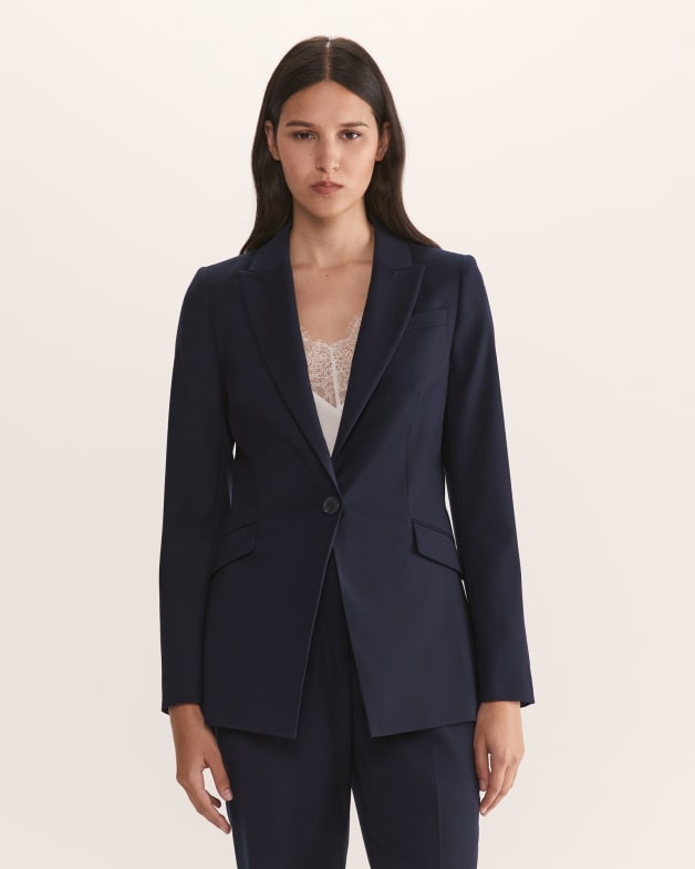 Celeste Wool Suit Blazer in French Navy SABA