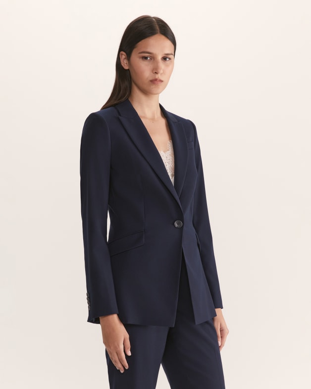 Celeste Wool Suit Blazer in French Navy SABA