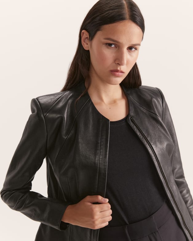 Half leather cheap jacket womens