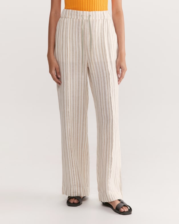 Linen sales striped trousers