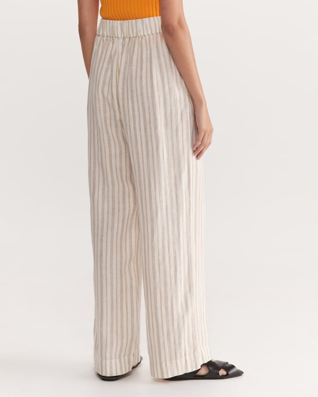 High waisted deals striped linen pants