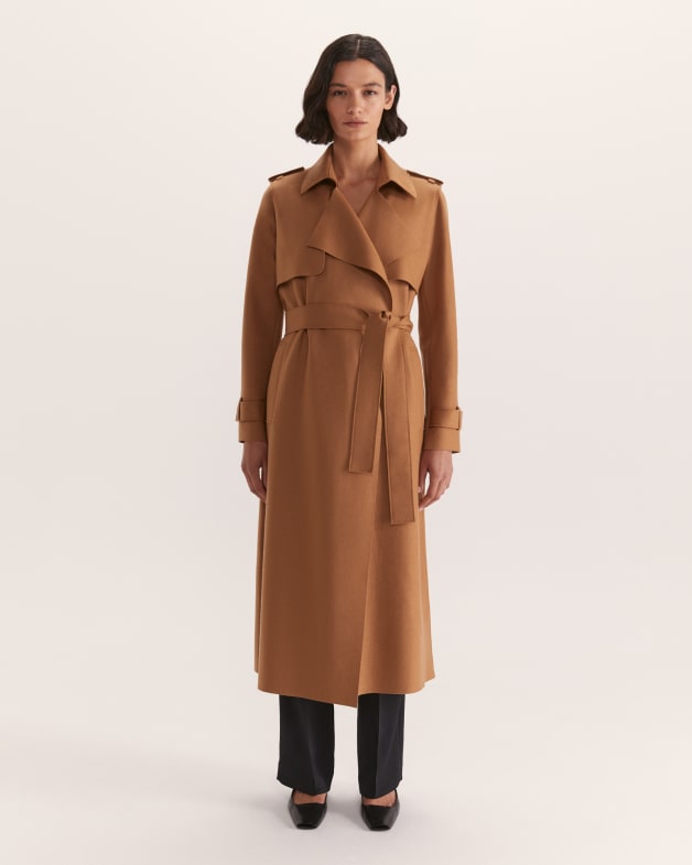 Womens tan wool trench coat discount