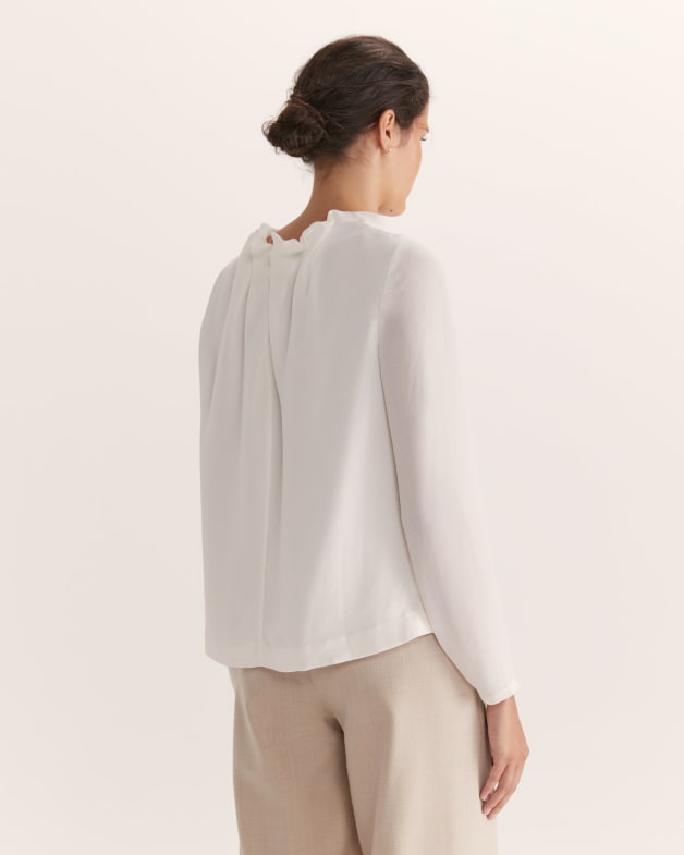 Half sleeve high low white blouse shop