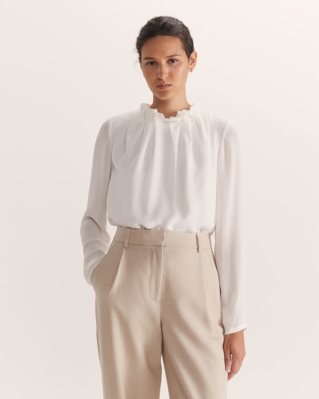 Willa High Neck Long Sleeve Top in Off White SABA