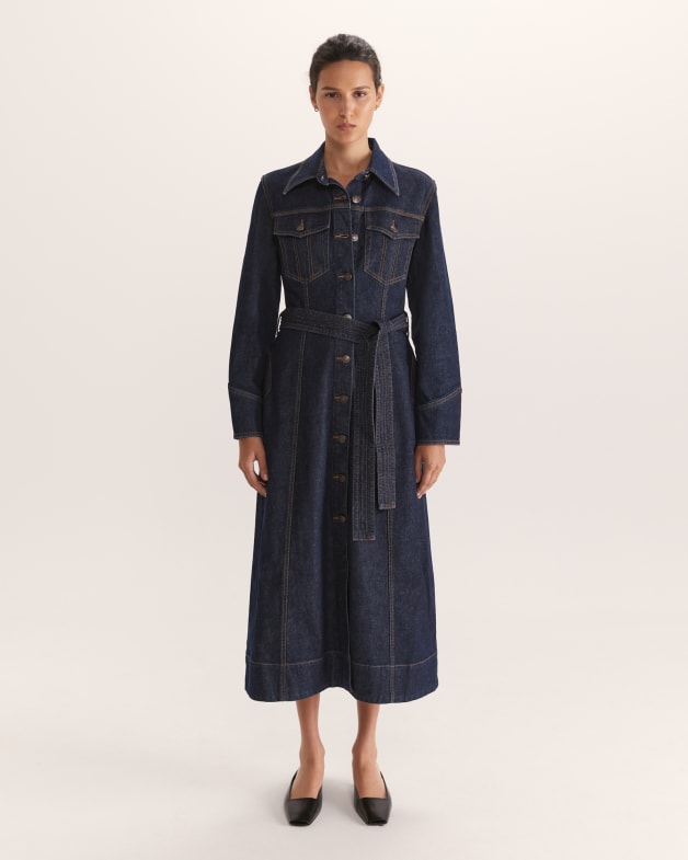 Ivy Maxi Shirt Dress in Blueblack Wash SABA