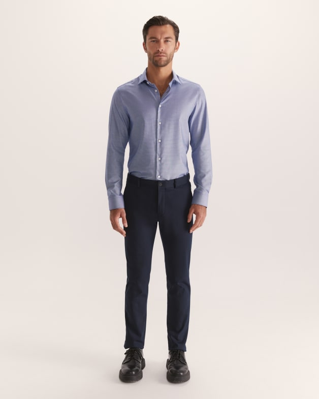 Nixon Long Sleeve Slim Easy Care Shirt in Navy SABA