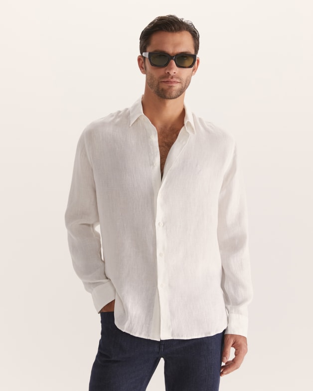 White linen shirt long sleeve hotsell