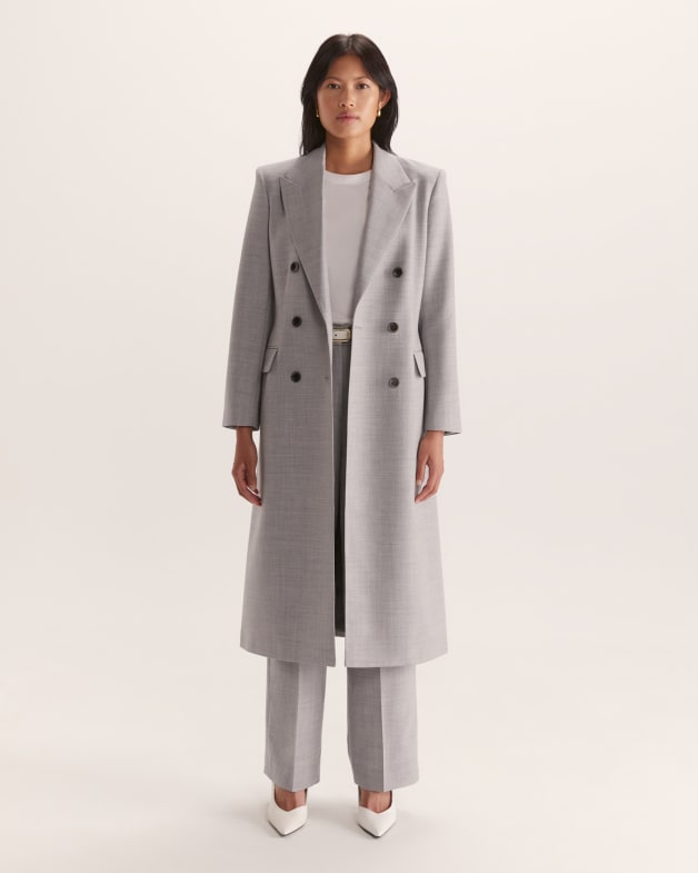Celeste Wool Double Breasted Coat in Grey Melange SABA