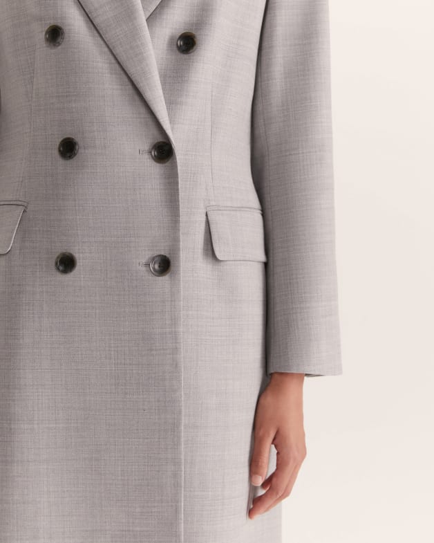 Celeste Wool Double Breasted Coat in Grey Melange SABA