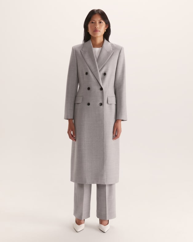 Celeste Wool Double Breasted Coat in Grey Melange SABA