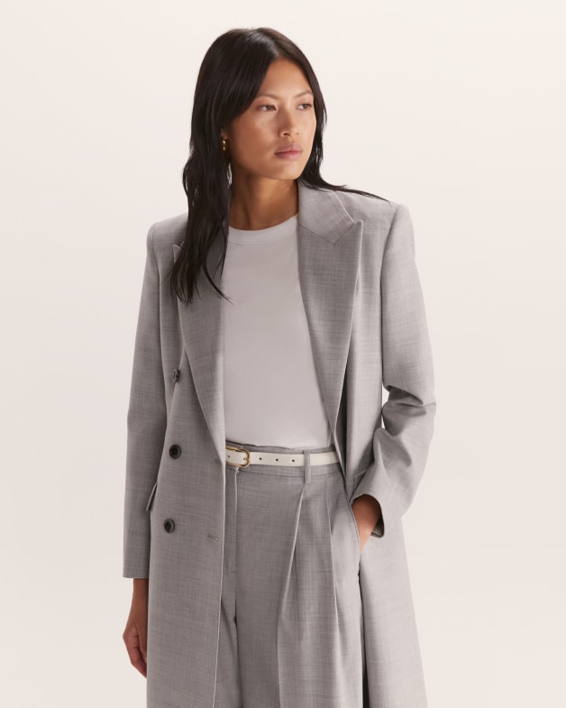 Grey double breasted coat womens outlet