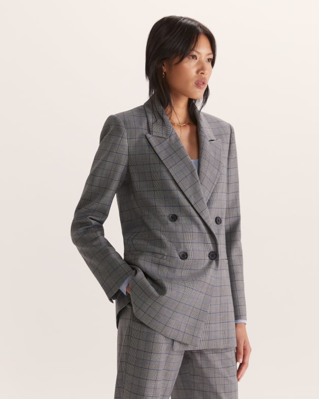 Check suit blazer top