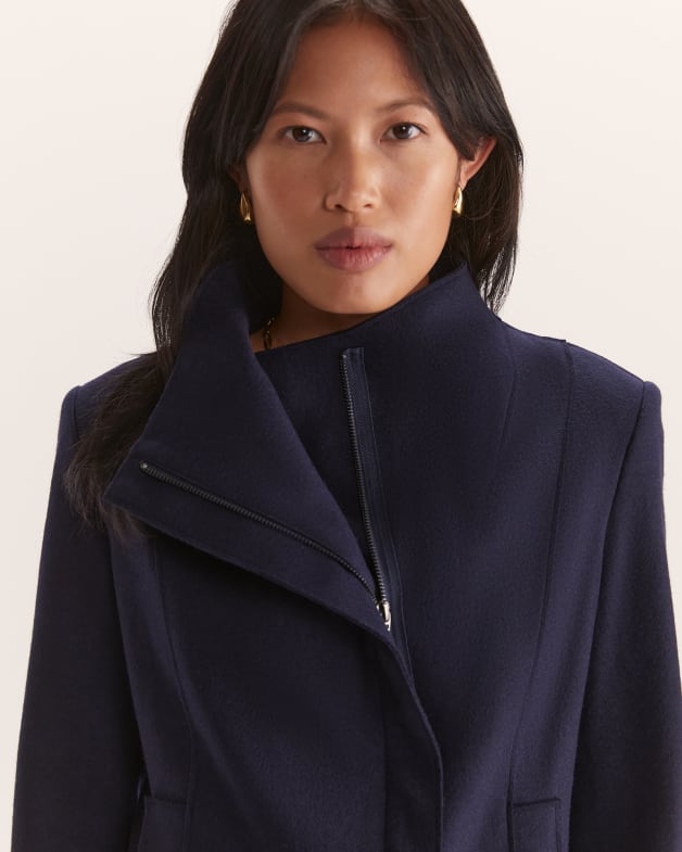 Karla Wool Biker Jacket in Navy SABA