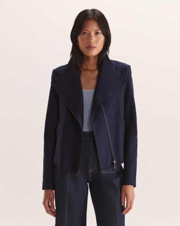 Wool biker coat sales
