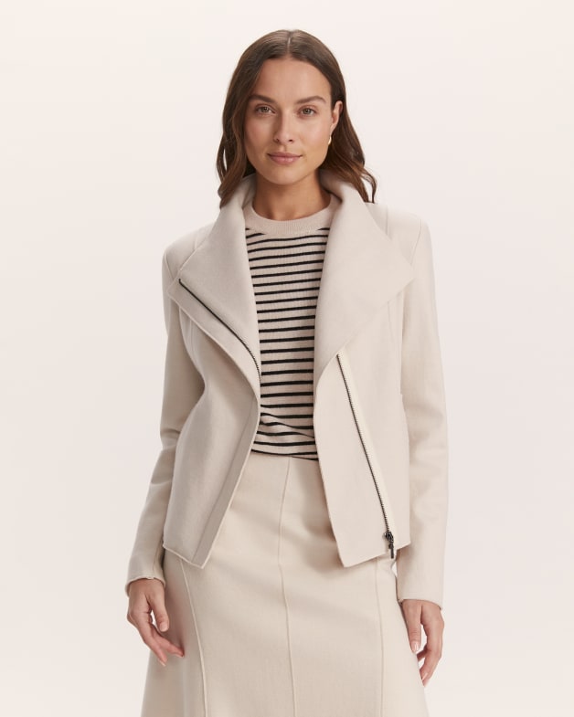 Wool biker jacket womens top