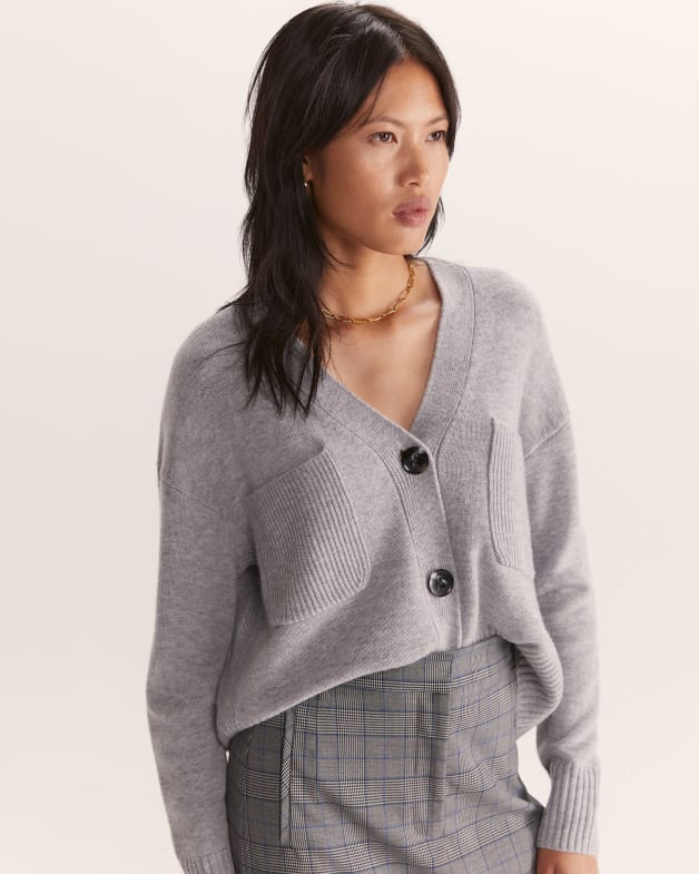 Nora Wool Cashmere Cardigan in Grey Melange SABA