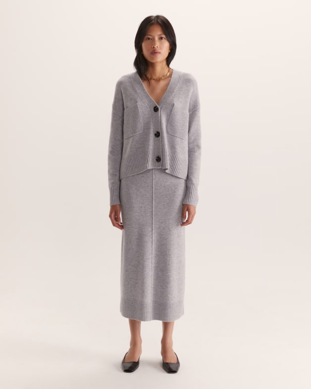 Nora Wool Cashmere Knit Skirt in Grey Melange SABA