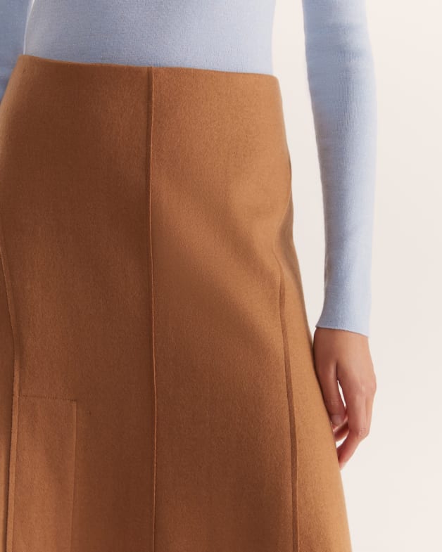 Karla Wool Panel Midi Skirt in Caramel SABA