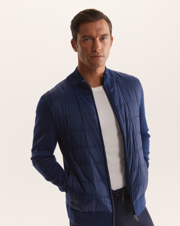 Ross Padded Zip Jacket in Dark Blue SABA