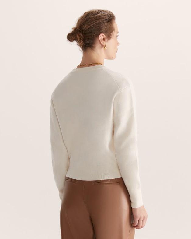 Boiled Wool Cardigan in Cream SABA