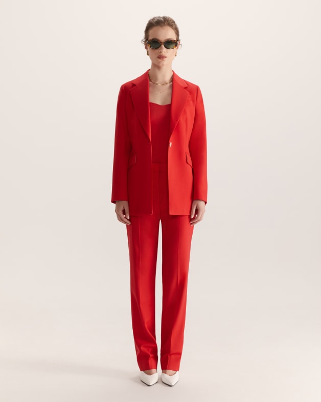 Celeste Wool Longline Blazer in Red SABA