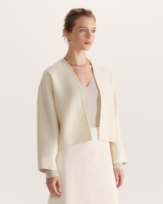Kayla Cocoon Wool Jacket in Ivory SABA