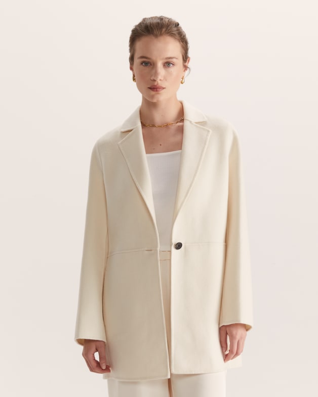 Kayla Longline Wool Jacket in Ivory SABA