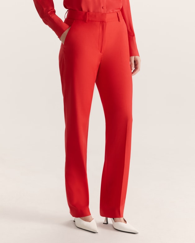 Celeste Wool Straight Suit Pant in Red SABA