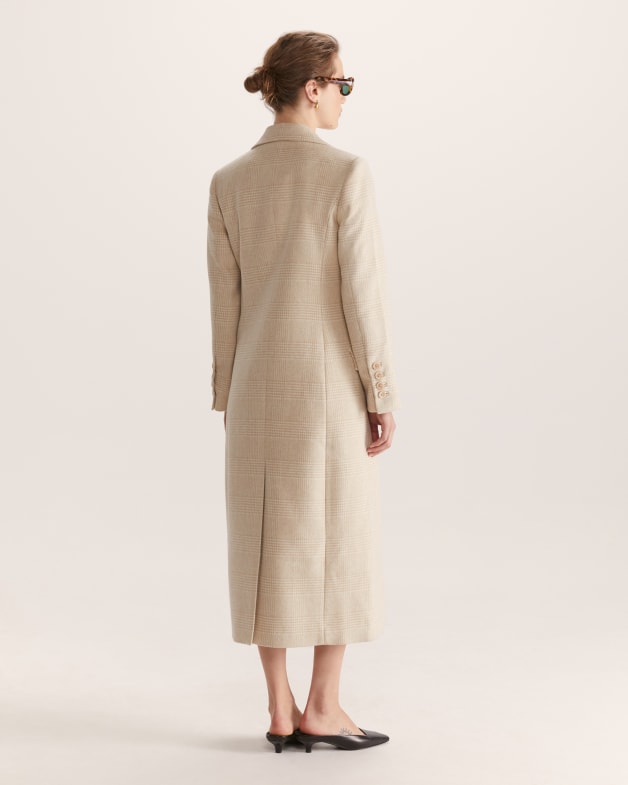 Frankie Wool Blend Longline Coat in Beige SABA