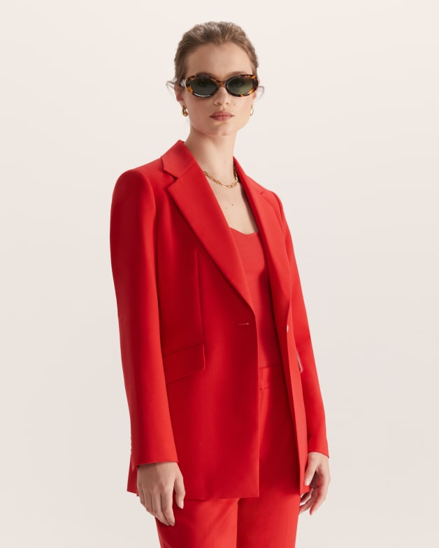 Celeste Wool Longline Blazer in Red SABA