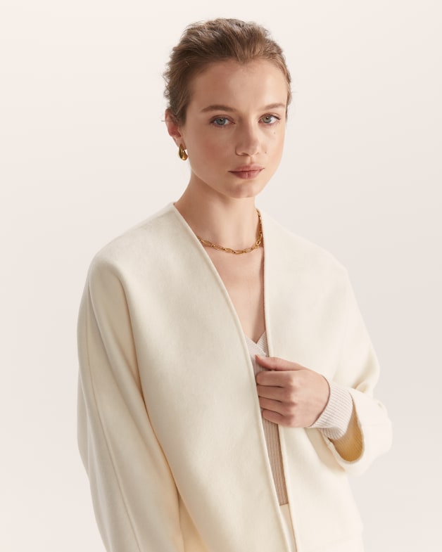 Kayla Cocoon Wool Jacket in Ivory SABA