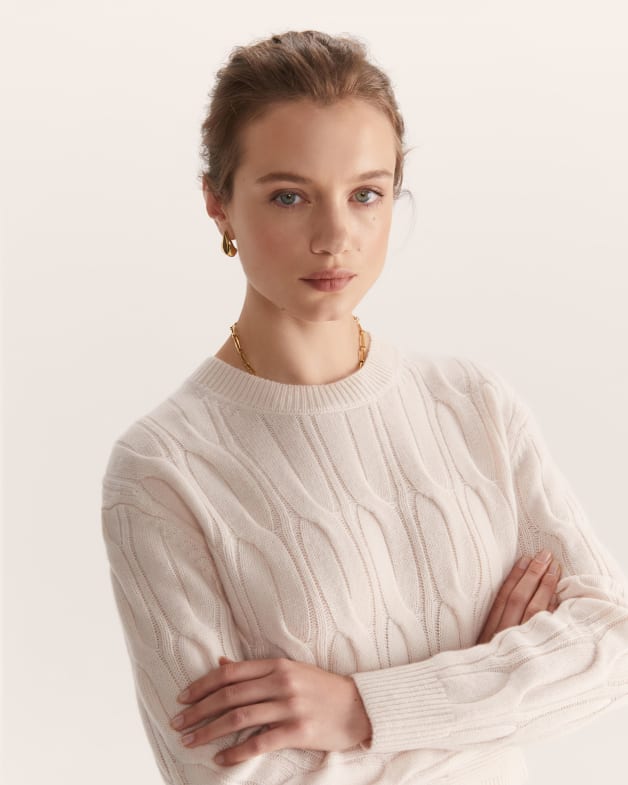 Wool cable sweater sales