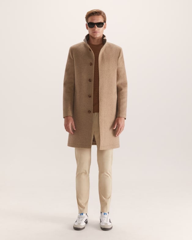 Mens oatmeal overcoat top