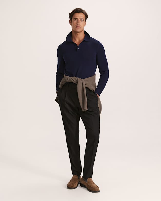 Long sleeve merino polo store