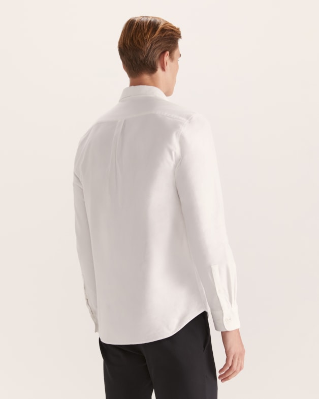 Aaron Long Sleeve Slim Smart Shirt in White SABA