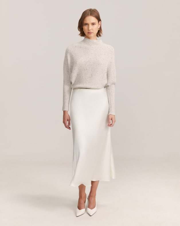 White satin bias midi skirt sales