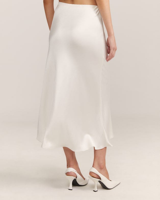 Ivory silk midi skirt hot sale