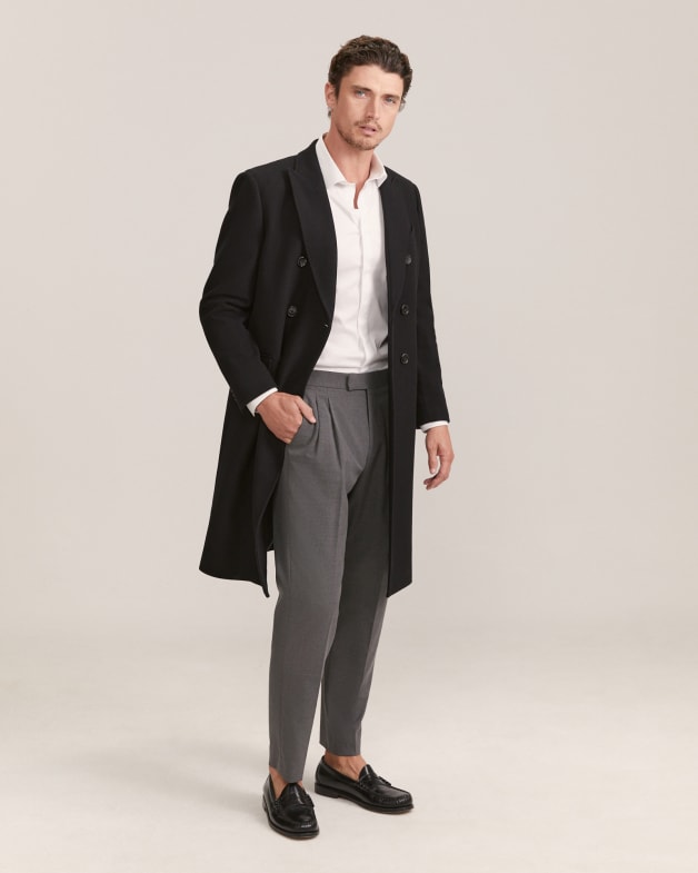 Walter Double Breasted Wool Coat in Black SABA