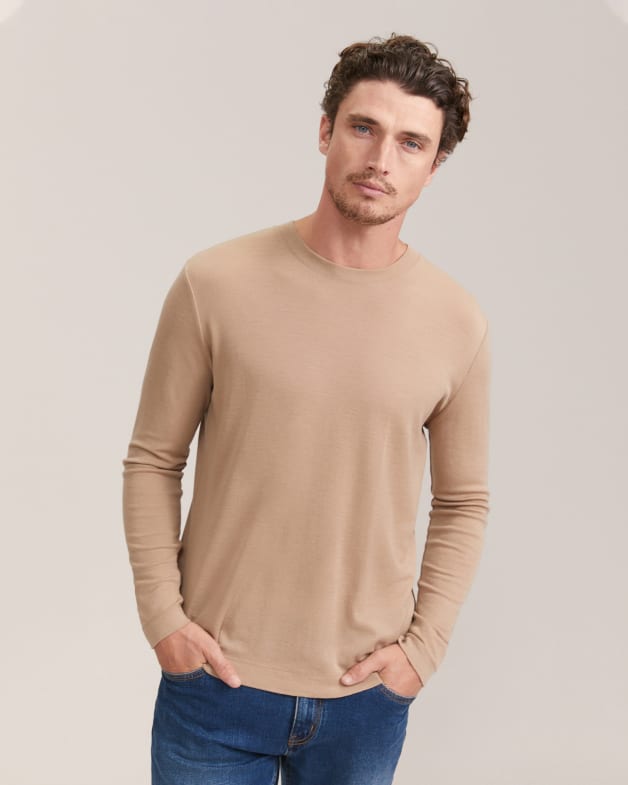 Tampa Wool Long Sleeve Tee in Beige SABA
