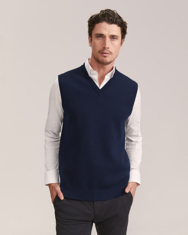 Blue knit vest hotsell