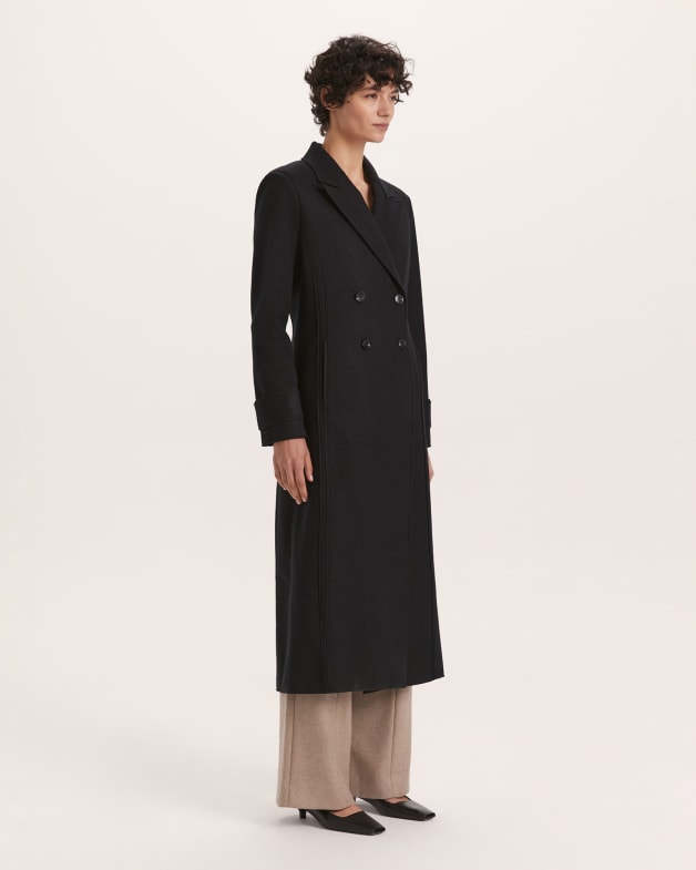 Karla Wool Double Breasted Coat in Black SABA