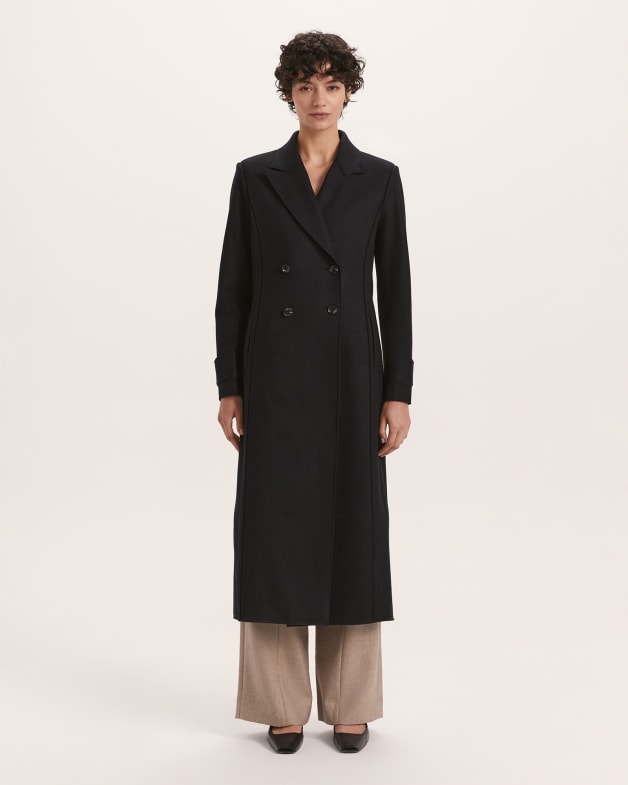 Karla Wool Double Breasted Coat in Black SABA